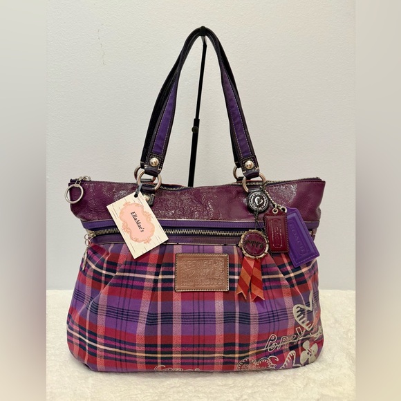 Coach Handbags - Coach Vintage Poppy Tartan Glam Purple Plaid Handbag/Tote